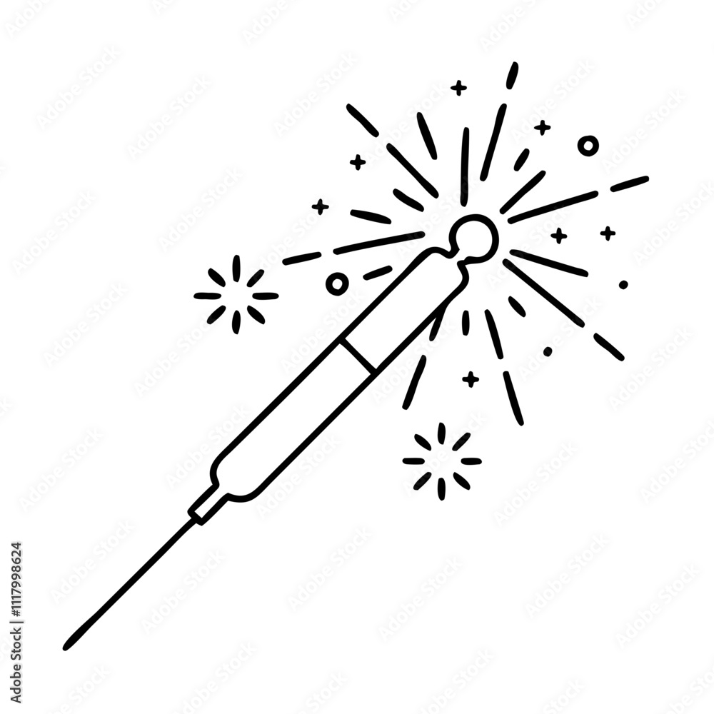 sparkler icon, new year illustration, new year icon - simple black line art of sparkler, symbolizing new year celebrations. new year vector. sparkler icon, new year illustration, new year icon - simple black line art of sparkler, symbolizing new year celebrations. new year vector.