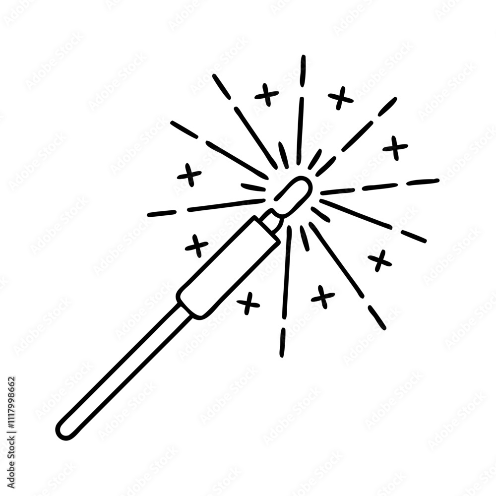 sparkler icon, new year illustration, new year icon - simple black line art of sparkler, symbolizing new year celebrations. new year vector. sparkler icon, new year illustration, new year icon - simple black line art of sparkler, symbolizing new year celebrations. new year vector.