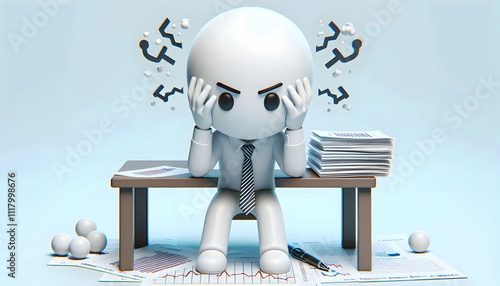 3D Business executive experiencing burnout in bokeh digital art environment copy space concept as A business executive shows signs of burnout in a bokeh digital art environment highlighting the emotio photo