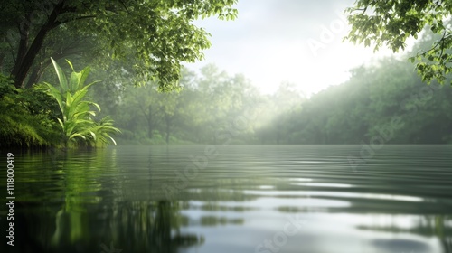 Serene blue waters, a tranquil landscape of calm waves and peaceful reflections under clear sky
