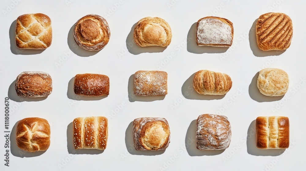 Freshly Baked Variety of Bread Loaves on Display Freshly Baked Variety of Bread Loaves on Display