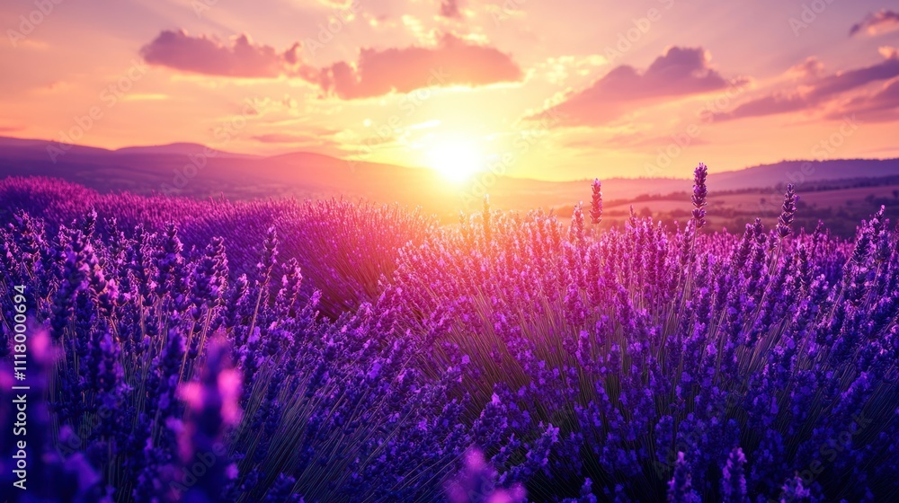Fototapeta premium Lavender Field Sunset