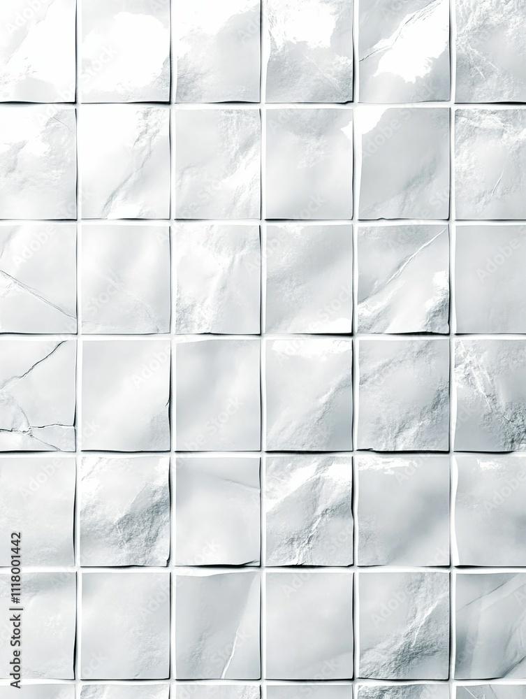 Cracked, square tiles; monochrome, textured surface. Cracked, square tiles; monochrome, textured surface.