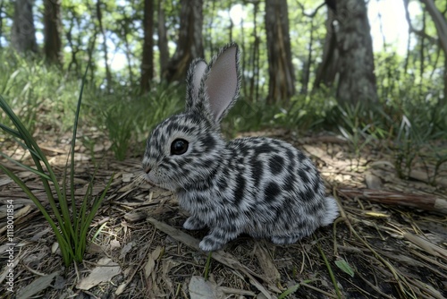 An extraordinary hybrid of butterfly fish and hare, these incredible animals are purely fictional, created by generative AI. photo