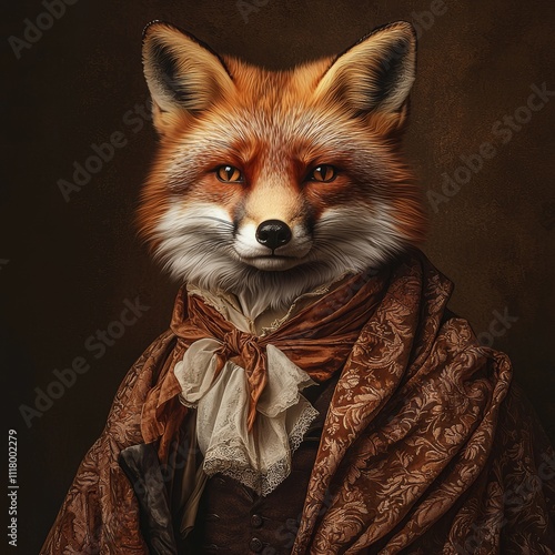 Wallpaper Mural A creative depiction of a fox dressed in human attire, set against an abstract backdrop, showcasing an anthropomorphic animal, crafted using stock imagery. Torontodigital.ca