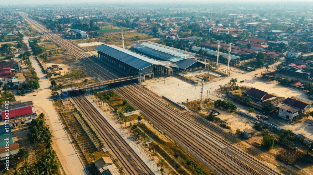 Aerial View of Infrastructure in Laos and China Aerial View of Infrastructure in Laos and China