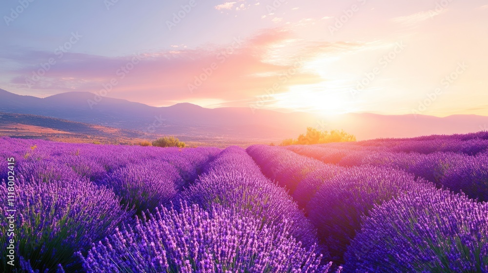 Fototapeta premium Lavender Field Sunset