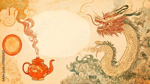 Vibrant Chinese Dragon Doodles, Playful and Whimsical 2D Illustrations for Posters, Tags, and Banners. photo