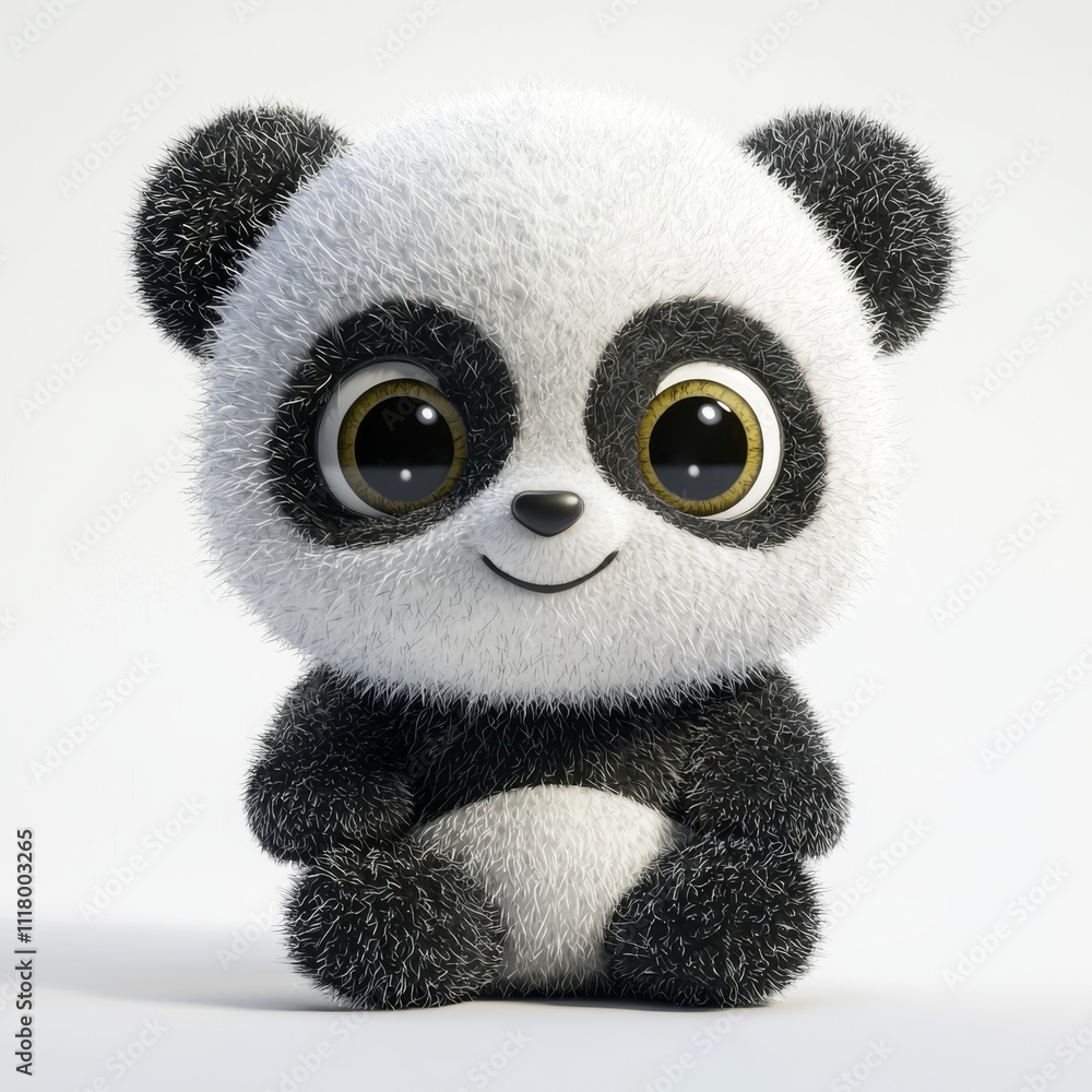 Cute 3D cartoon panda bear with a white background, ideal for stock animal illustrations. Cute 3D cartoon panda bear with a white background, ideal for stock animal illustrations.