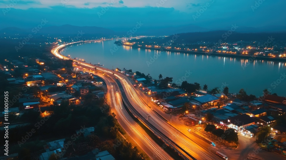 Elevated View of a Sprawling Highway at Dusk