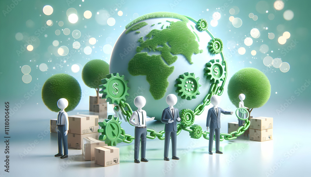3D Business team optimizing green supply chain in reality setting copy space concept as A business team optimizes a green supply chain in a reality setting demonstrating the application of sustainable 3D Business team optimizing green supply chain in reality setting copy space concept as A business team optimizes a green supply chain in a reality setting demonstrating the application of sustainable