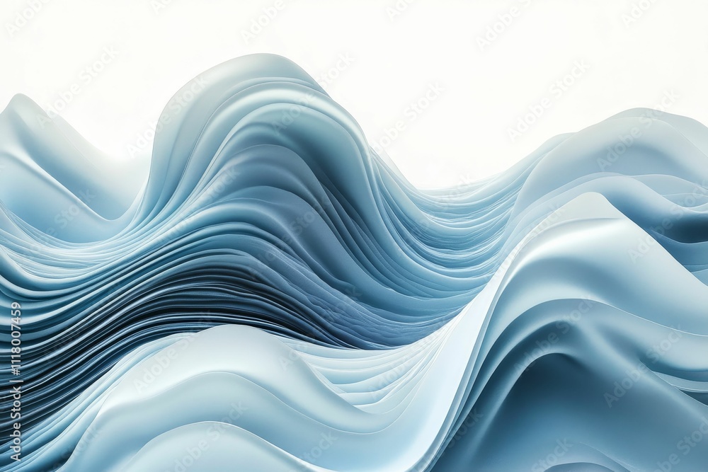 Fototapeta premium Abstract blue layered waves, flowing pattern.