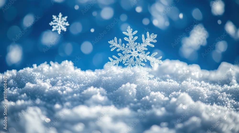 Delicate Snowflake on Shimmering Snow Delicate Snowflake on Shimmering Snow