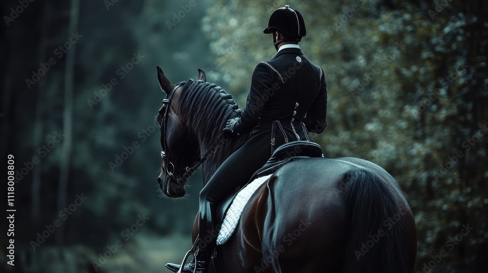 Fototapeta premium Elegant Equestrian in a Forest Setting