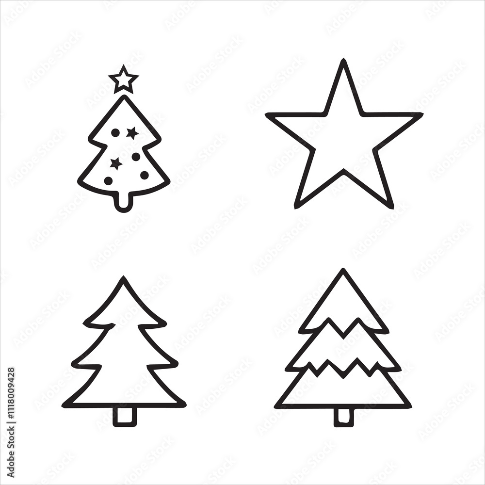 Christmas vector flat illustration set Christmas vector flat illustration set