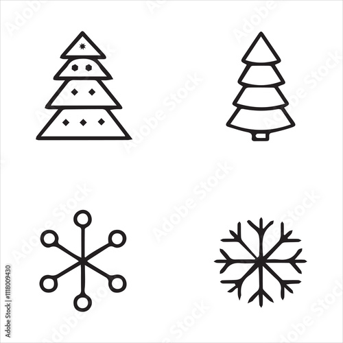 Christmas vector flat illustration set