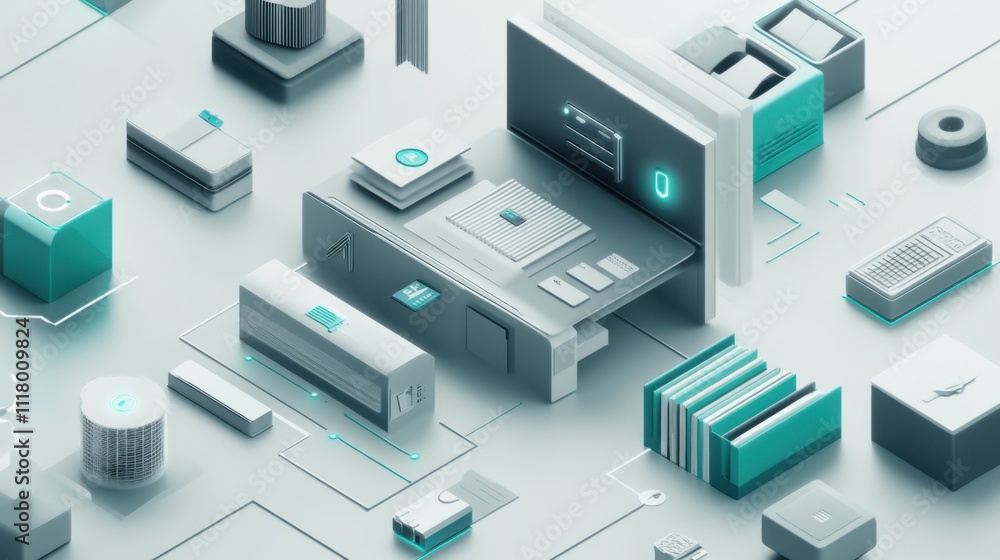 The concept of document export formats in gray and teal colors The concept of document export formats in gray and teal colors