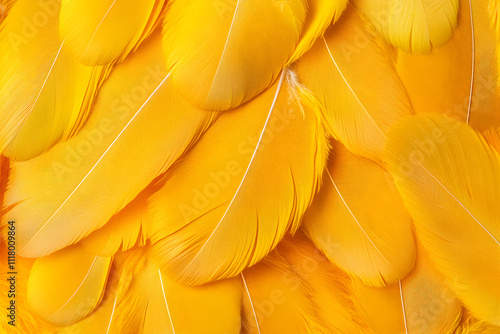 Macro monochrome yellow feather pattern. Background for presentation and design.