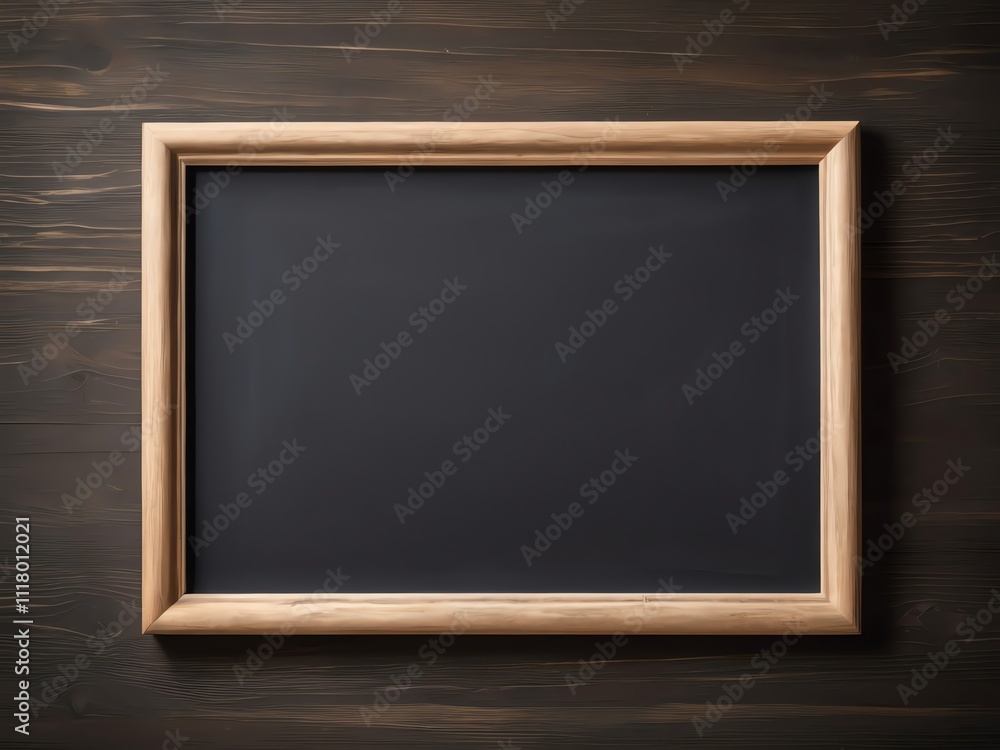 Empty Wooden Frame on Dark Wooden Background Empty Wooden Frame on Dark Wooden Background