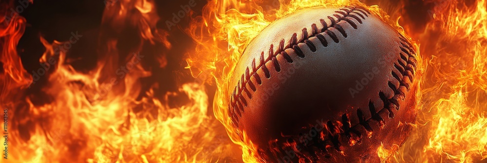 Fiery Passion A Close-Up of a Burning Baseball, Embracing Intense Heat and Dynamic Energy Fiery Passion A Close-Up of a Burning Baseball, Embracing Intense Heat and Dynamic Energy