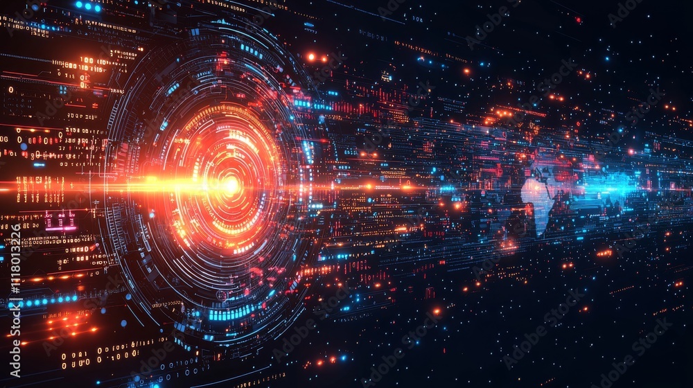 The idea of achieving goals. Contemporary depiction of a 3D target, hologram, and global map. Dartboard with an arrow hitting the bullseye. Representing success, achievement, and accuracy. The idea of achieving goals. Contemporary depiction of a 3D target, hologram, and global map. Dartboard with an arrow hitting the bullseye. Representing success, achievement, and accuracy.