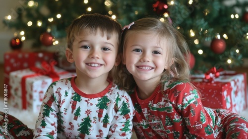 Christmas Twins in Matching Pajamas