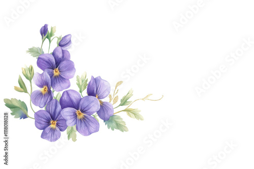 Wallpaper Mural A vibrant arrangement of purple violets features delicate petals and lush green leaves, perfect for spring-themed designs, transparent background. Torontodigital.ca