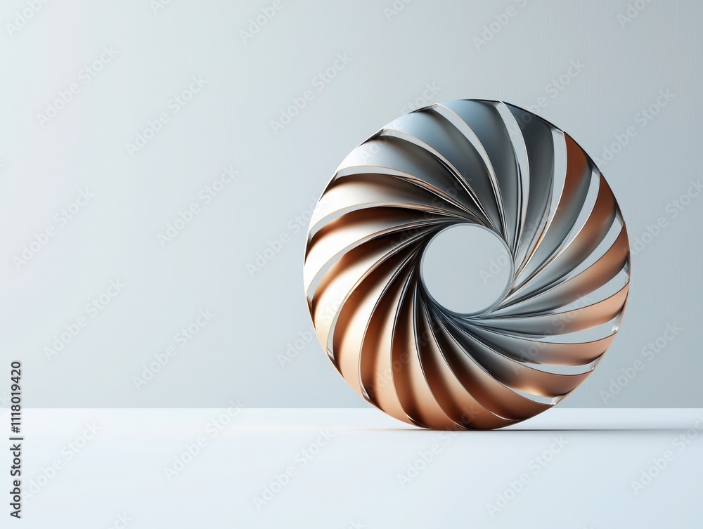 High-tech metallic turbine blade design showcase industrial setting 3d render minimalist environment close-up view innovative engineering concept High-tech metallic turbine blade design showcase industrial setting 3d render minimalist environment close-up view innovative engineering concept