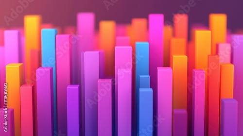 Colorful Abstract 3D Bars in Vibrant Shades of Pink, Blue, and Orange