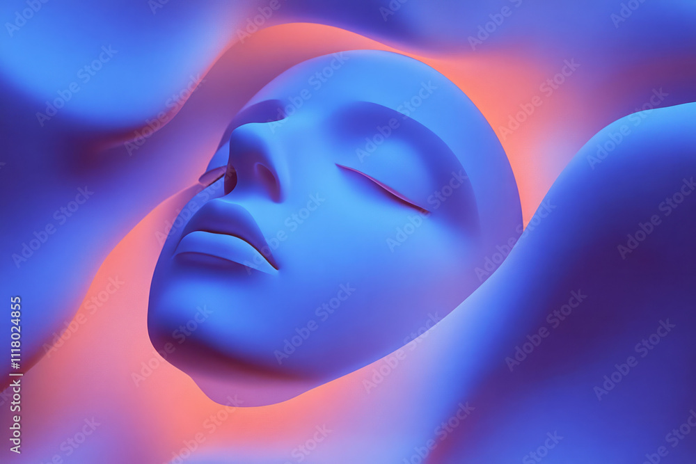 a blue and orange abstract image of a woman ' s face a blue and orange abstract image of a woman ' s face