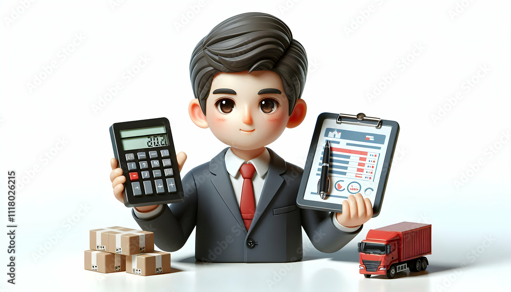 3D Close up portrait of logistics manager reviewing financial reports concept as Portrait close up of a logistics manager meticulously reviewing financial reports and expense sheets on a tablet symbol 3D Close up portrait of logistics manager reviewing financial reports concept as Portrait close up of a logistics manager meticulously reviewing financial reports and expense sheets on a tablet symbol