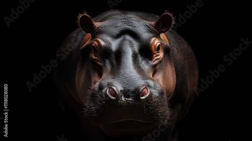 hippopotamus on a dark background photo