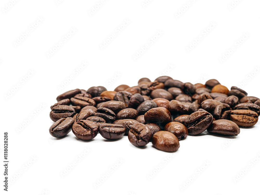 Coffee beans or Roasted coffee bean isolated on white background, Close-up Coffee beans or Roasted coffee bean isolated on white background, Close-up