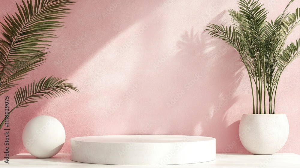 empty mock up with podium for product display, Abstract white geometry shape background minimalist Valentine's day pink background, Abstract mockup background. empty mock up with podium for product display, Abstract white geometry shape background minimalist Valentine's day pink background, Abstract mockup background.