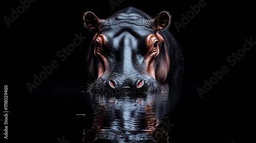 hippopotamus on a dark background photo