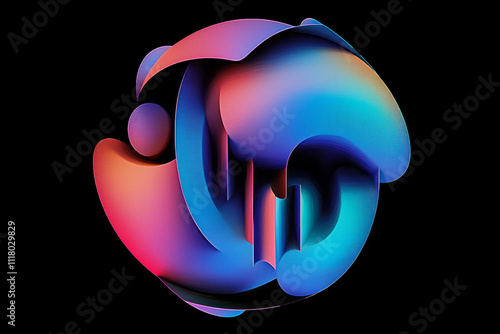 a colorful logo with a black background photo