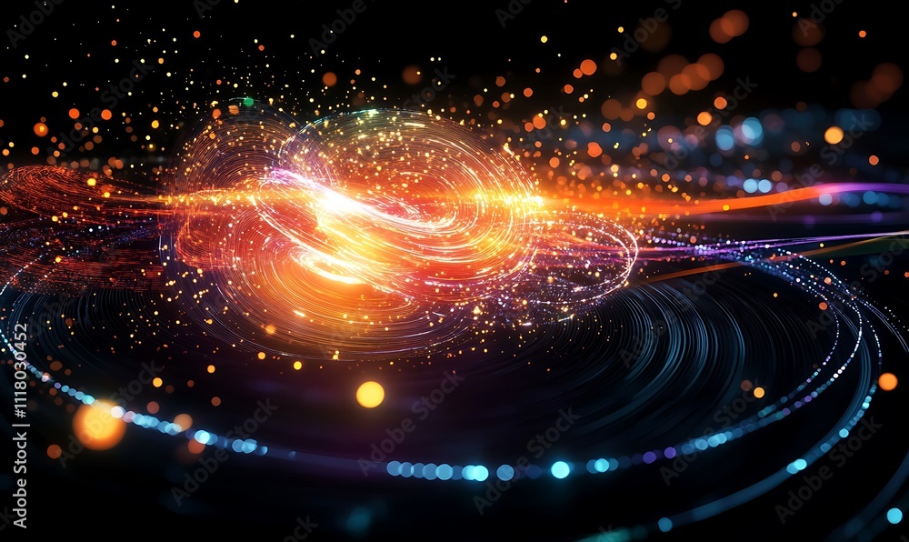 Illustration of quantum entanglement, new physical principles, futuristic scientific research Illustration of quantum entanglement, new physical principles, futuristic scientific research