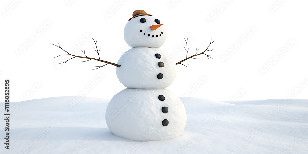 Fototapeta premium 3d snowman isolated white backgroun