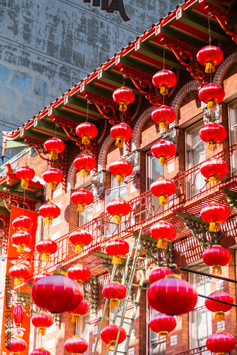 Wallpaper Mural Vibrant Red Lanterns in Chinatown Celebrating Chinese New Year Against Traditional Architectural Background in Urban Setting Torontodigital.ca