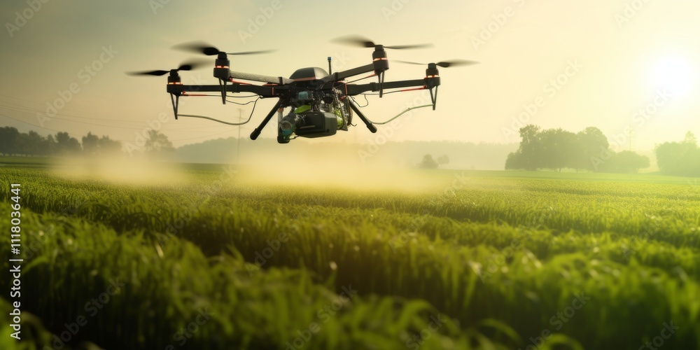 Agrodrone for processing fields, smart farming. Generative AI. Agrodrone for processing fields, smart farming. Generative AI.