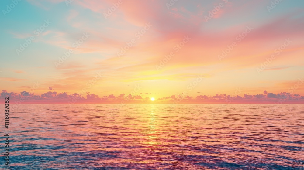 A tranquil sunset over the ocean, blending soft pastel colors of pink, orange, and purple, reflecting beautifully on the water's surface. A tranquil sunset over the ocean, blending soft pastel colors of pink, orange, and purple, reflecting beautifully on the water's surface.