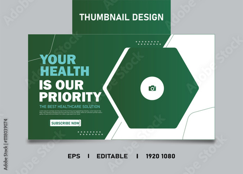 Medical healthcare thumbnail cover and social media web banner design template