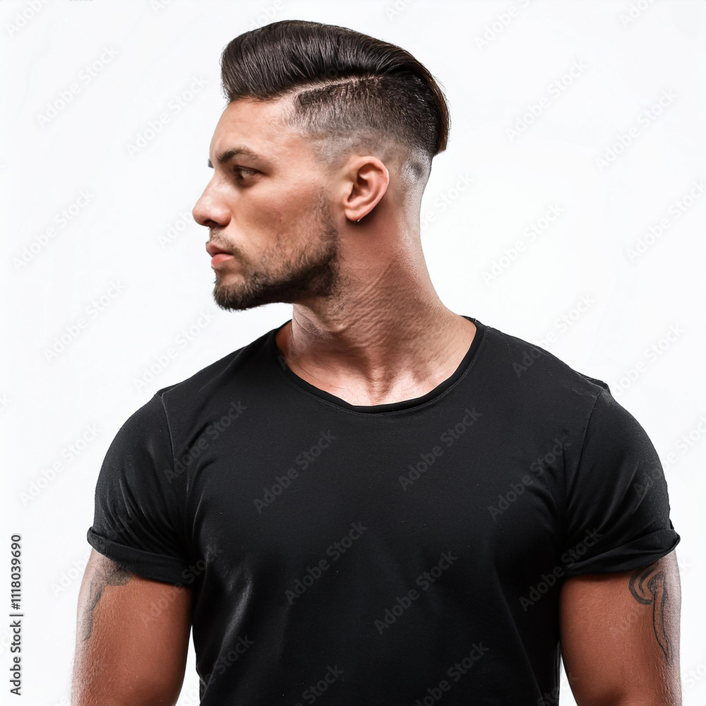 Portrait of a man wearing a black t-shirt Portrait of a man wearing a black t-shirt