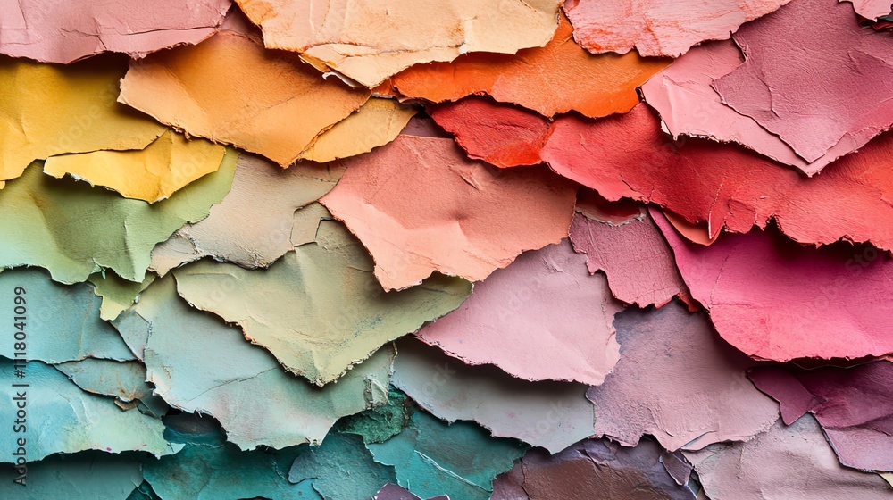 Colorful layers of textured paper create a vibrant abstract design. Colorful layers of textured paper create a vibrant abstract design.