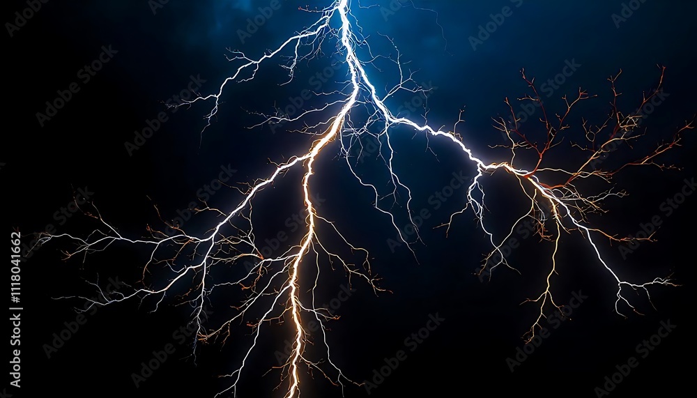 Lightning strike on black background. Thunderstorm. Thunderstorm lightning Lightning strike on black background. Thunderstorm. Thunderstorm lightning