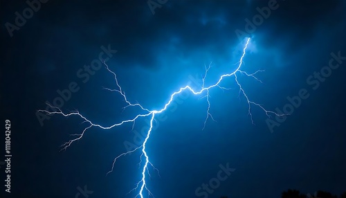 Lightning strike on black background. Thunderstorm. Thunderstorm lightning