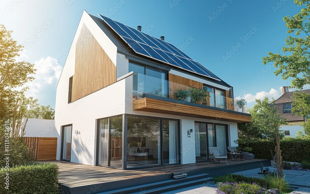 Modern Eco-Friendly Home with Solar Panels Modern Eco-Friendly Home with Solar Panels