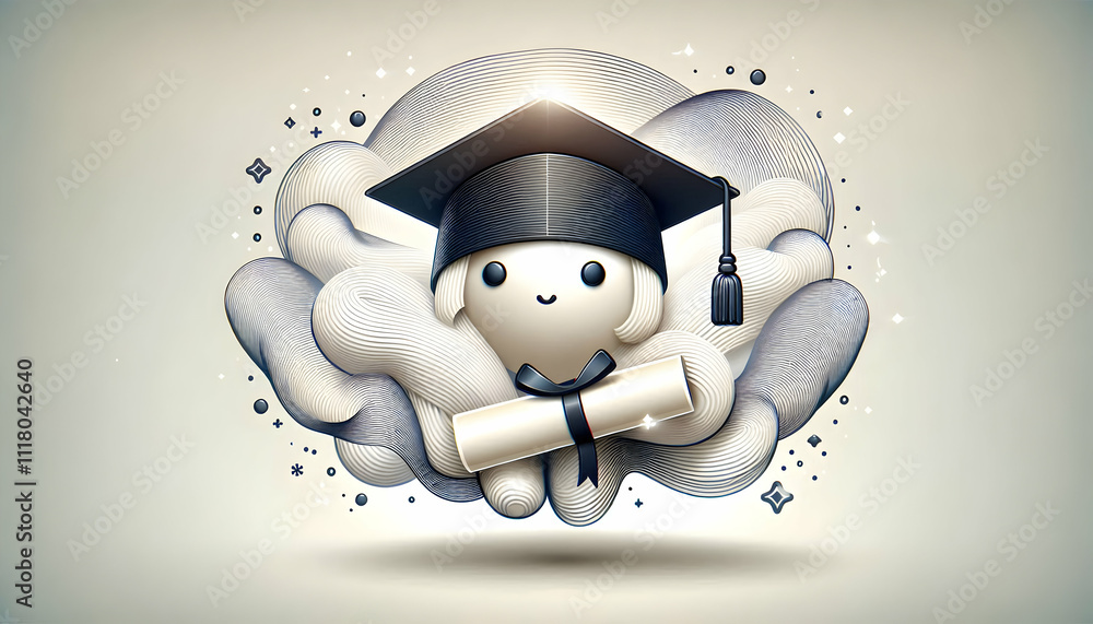 3D Floating graduation diploma with soft lines concept as A sophisticated vector of a graduation diploma floating with soft abstract lines and bokeh highlights symbolizing educational milestones and a 3D Floating graduation diploma with soft lines concept as A sophisticated vector of a graduation diploma floating with soft abstract lines and bokeh highlights symbolizing educational milestones and a