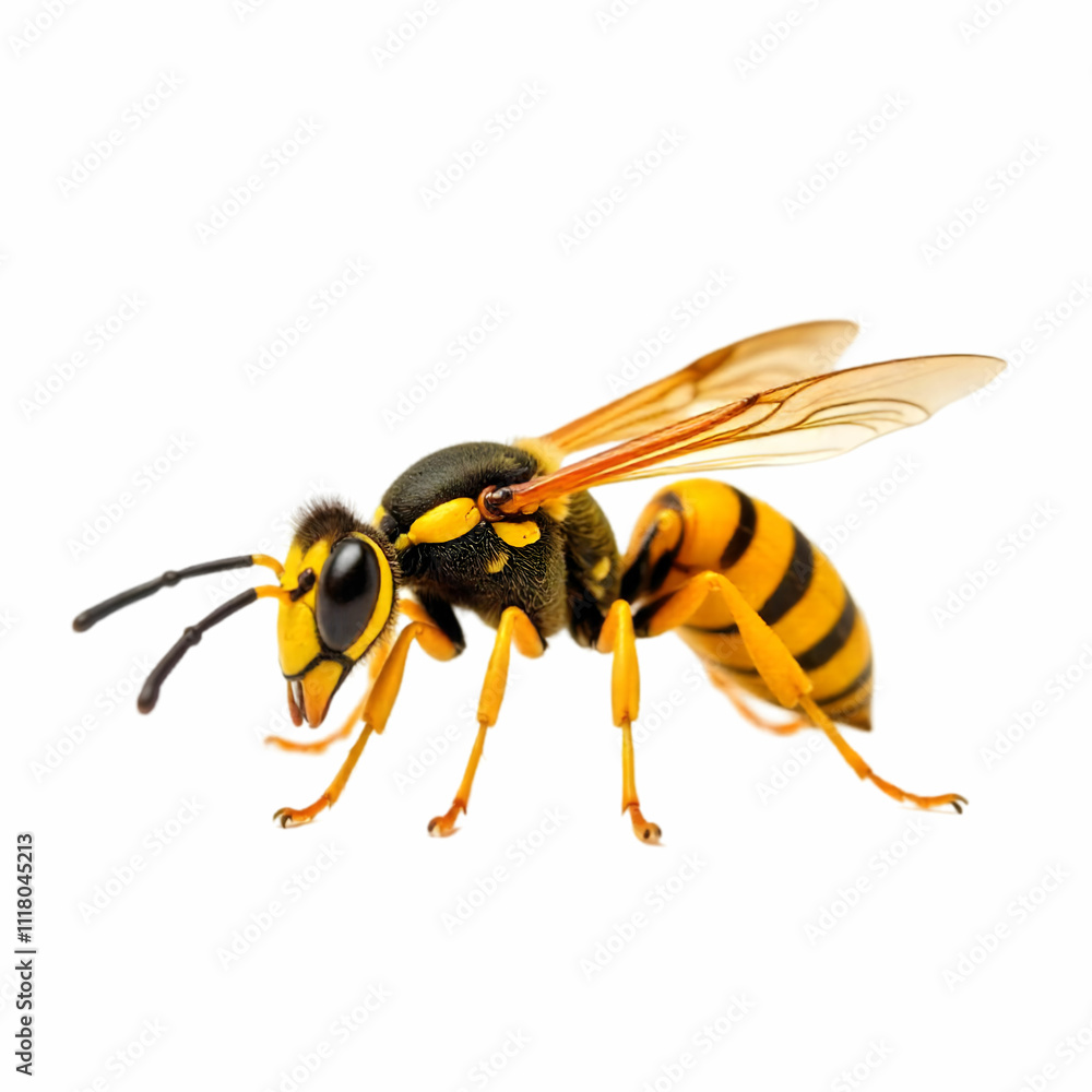 Yellow wasp isolated on a white background Yellow wasp isolated on a white background