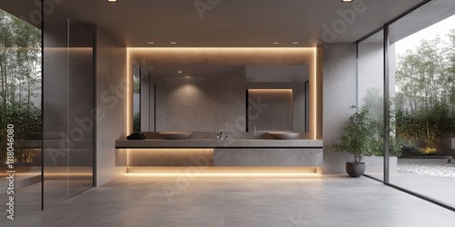 Wallpaper Mural Modern bathroom design with tranquil ambiance and natural elements for a serene escape Torontodigital.ca